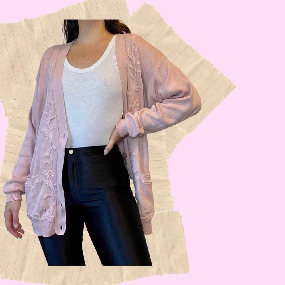 Kinei vintage pastel pink detailed cardigan